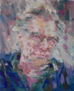 Het uitgekozen portret 'Jan Mulder' van Niels Smits van Burgst tijdens het tv programma 'Sterren op het doek' op 01-10-2015