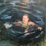 Yvonne Prinsen, 'Zwemmen', 2015, olieverf op paneel, 100x100