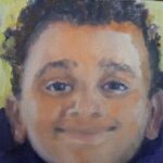 Hetty Combs Portret Hassan, 20 x 20 cm, olieverf op linnen, 2022