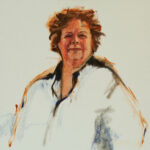 Hetty Combs, Portret Wietske Poelman, 100 x 100 cm, olieverf op linnen, 2022